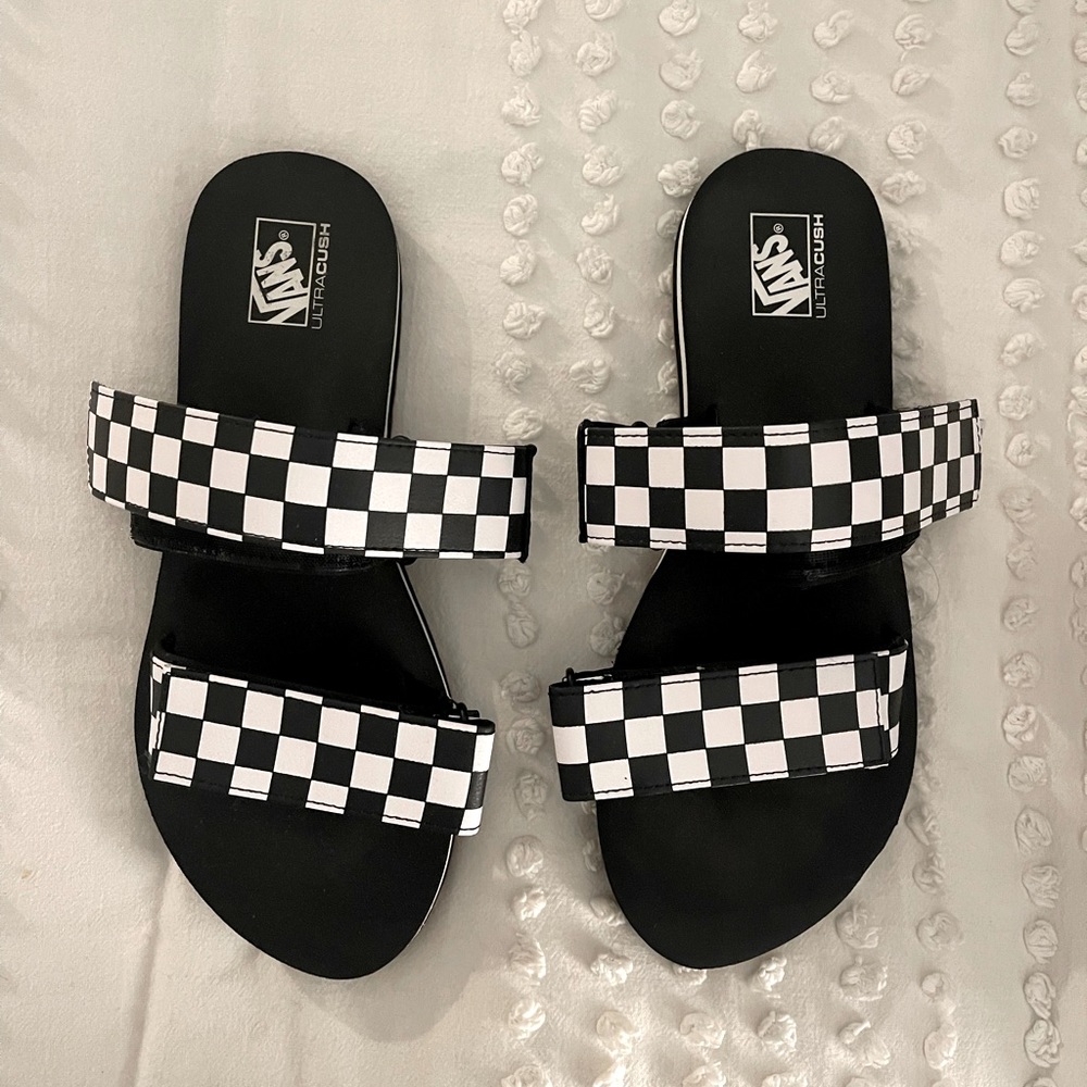 Vans size 10 womens checkerd slides
